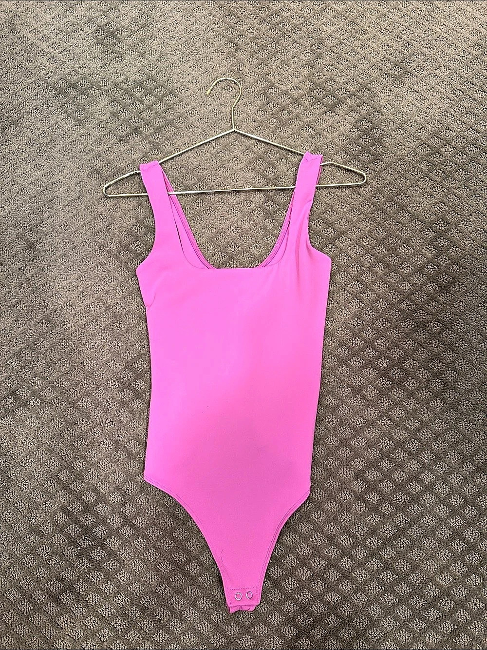 Good American Sculpting Square Neck Modern Tank Bodysuit Pink Small